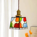 Axyaa Colorful Glass LED Pendant Lamp Retro Gold Brass Modern Nordic Hanging Light