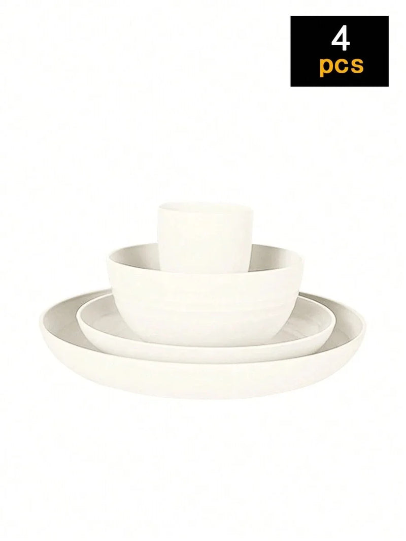 Axyaa 24-Piece Reusable Plastic Tableware Set for Family Picnics and School
