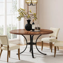 Axyaa Farmhouse Round Dining Table | 47" Wooden Texture Kitchen Table for 4