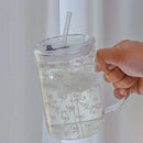 Axyaa Large Glass Water Cup With Lid & Straw, High Capacity, Heat Resistant