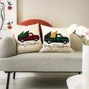Axyaa Christmas Pickup Trucks Linen Cushion Covers 45x45 for Modern Home Decor