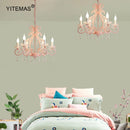 Axyaa Pink Crystal Chandelier for Daughter's Princess Room, Cute Girls Bedroom Lighting
