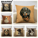 Axyaa Cute Dog Decorative Cushion Cover 45x45cm Linen Sofa Pillowcase Home Bedroom Decor