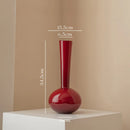 Axyaa Red Glass Vase with Chinese Style Holly Flower Arrangement