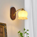 Axyaa Japanese Style LED Wall Lights Copper Wood Bedside Lamp