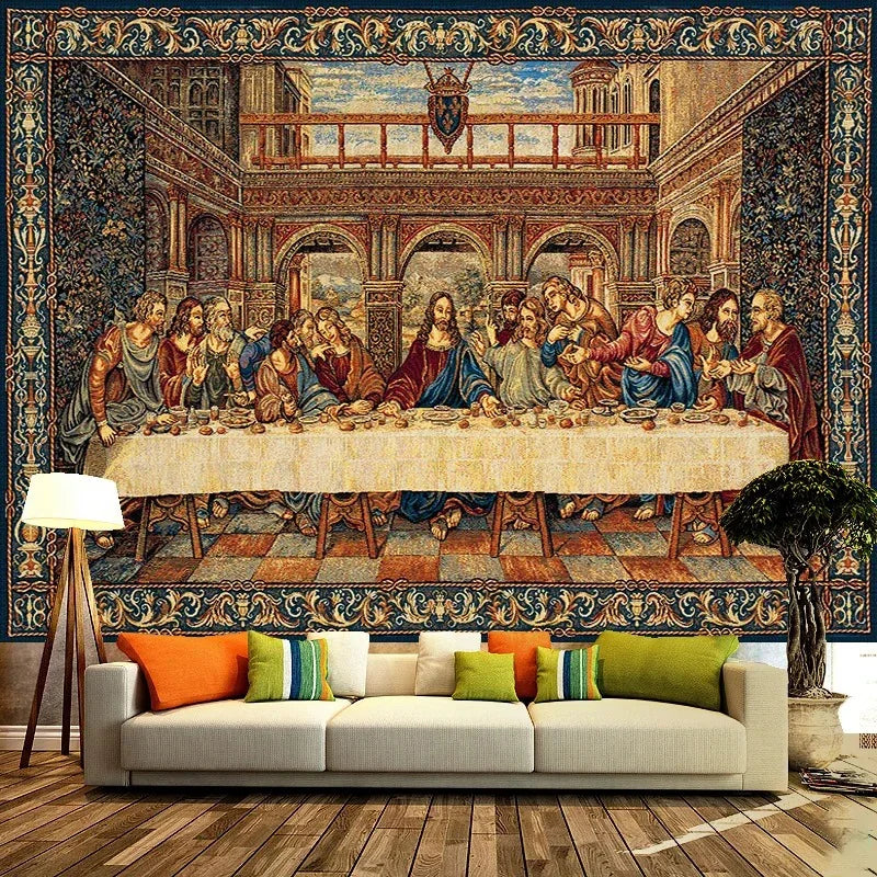 Axyaa Last Supper Jesus Tapestry - Christmas Living Room Wall Decoration