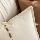 Axyaa Faux Leather Cushion Cover in Stylish Brown Ivory for Home Decor - 45x45cm