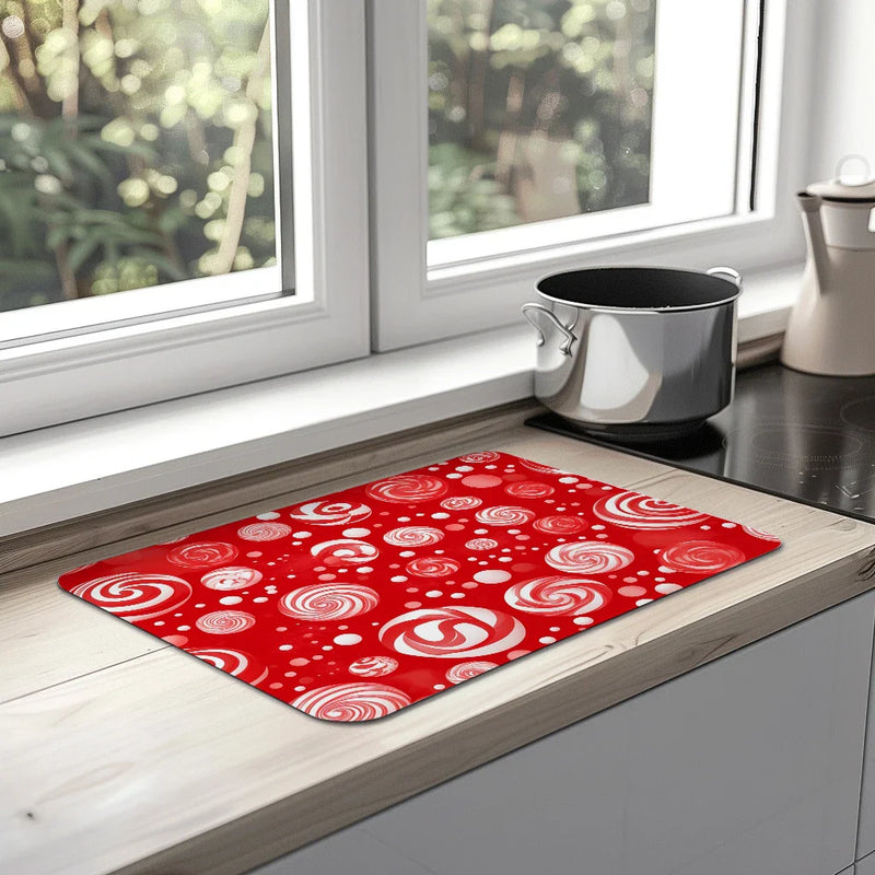 Axyaa Christmas Candy Dots Absorbent Mat - Antiskid Quick Dry Kitchen & Bathroom Drain Pad