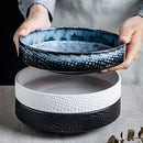 Axyaa Ceramic Plate Set - Hammered Deep & Frosted Shallow Bowl, Japanese Tableware