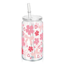 Axyaa Bow Flower Plastic Water Bottle with Wooden Lid and Straw