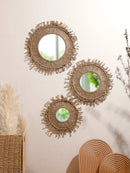 Axyaa Boho Macrame Round Wall Mirror Home Decor