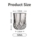 Axyaa Embossed Glass Spirits Cups Set of 6 - 50ml Small Wine Tea Drinking Glass