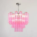Axyaa Pink & White Glass Art LED Chandelier for Living Room