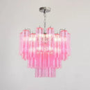 Pink White Glass Art LED Chandelier by Axyaa - Modern Hanging Lamps for Living Room