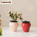 Axyaa Ceramic Strawberry Vase Flower Basket, Zen Style for Home Decor or Tea Set
