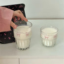Axyaa Bowknot Glass Cup Set - Cute Korean Aesthetic Drinkware for Various Beverages
