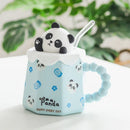 Axyaa Cartoon Ceramic Mug with Lid, Spoon - Creative 400ML Coffee Tea Cup