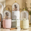 Axyaa 360 Rotating Clear Makeup Brush Holder with Lid and Dustproof Organizer