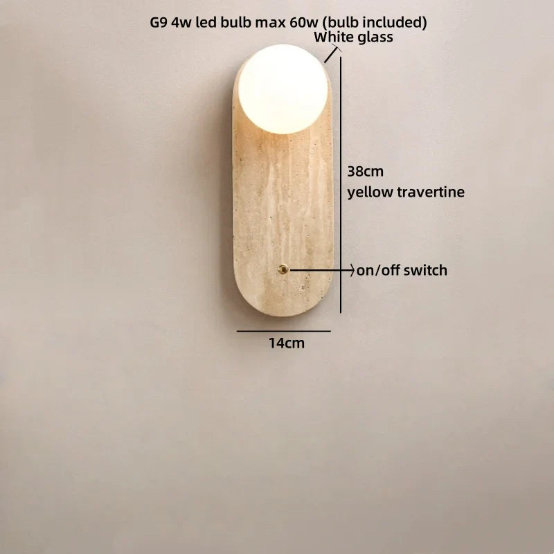 Axyaa Wabi Sabi LED Wall Lamp Yellow Travertine Stone Kitchen Bathroom Stair Light
