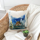 Axyaa Christmas Linen Cushions 45x45 for Living Room Sofa Decor