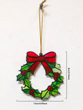 Axyaa Holly Wreath Ornament: Green Acrylic with Red Bow, Christmas Tree & Window Decor