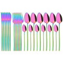 Axyaa 24-Piece Stainless Steel Dinnerware Set White Silver Flatware Tableware Kit