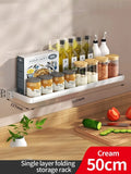 Axyaa Kitchen Spice & Condiment Rack: Wall Mounted, Foldable, Multifunctional Utensil Organizer