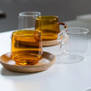 Axyaa 350ml Stackable Glass Coffee Tea Cup in Amber Blue Green Colors