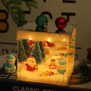 Axyaa Santa Claus Night Light Cube: Elegant Christmas Snow Scene Decor & Lighting - Festive Home Design