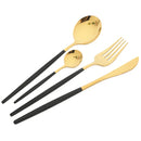 Axyaa Black Gold Cutlery Set - 36Pcs Stainless Steel Dinnerware Flatware