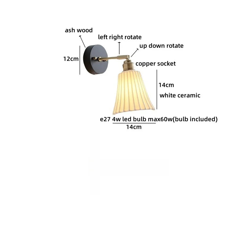 Axyaa White Ceramic LED Wall Sconce: Modern Nordic Decor Wall Lamp Sconce