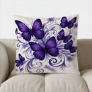 Axyaa Purple Butterflies & Swirl Floral Throw Pillow Cover