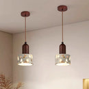 Axyaa Terrazzo Wood LED Pendant Light Glass Ball Hanging Lamp