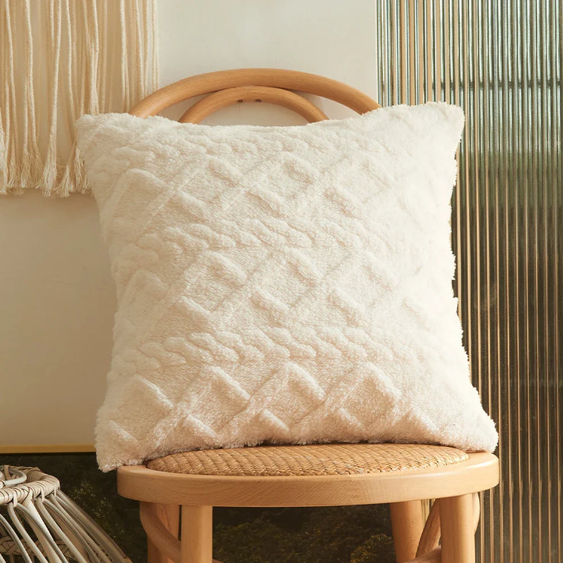 Axyaa Short Fleece Pillow Cover 18x18 for Living Room Sofa & Home Decor
