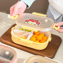 Axyaa 3-Compartment Portable Plastic Lunch Box for Kids - Microwave Safe