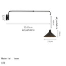 Axyaa Black Metal Wall Lamp: Bedroom Reading Light with Adjustable Long Arm