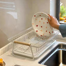 Axyaa Iron Dish Drying Rack with Drainboard for Kitchen Counter