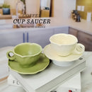 Axyaa Petal Ceramic Cup and Saucer Set Creative Coffee Teacup Solid Color Designer Plate