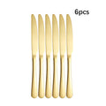 Axyaa Golden Stainless Steel Tableware Set - Knife Fork Spoon Steak cutlery