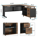 Axyaa Executive L-Shaped Desk with File Cabinet, Storage Shelves & Drawers