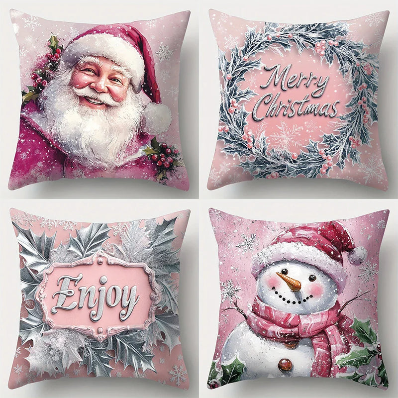 Cute Snowman Santa Claus Pillowcase by Axyaa - Home Decoration