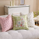 Embroidered Floral Rabbit Pillow Cover Axyaa 18x18inch White Pink Green