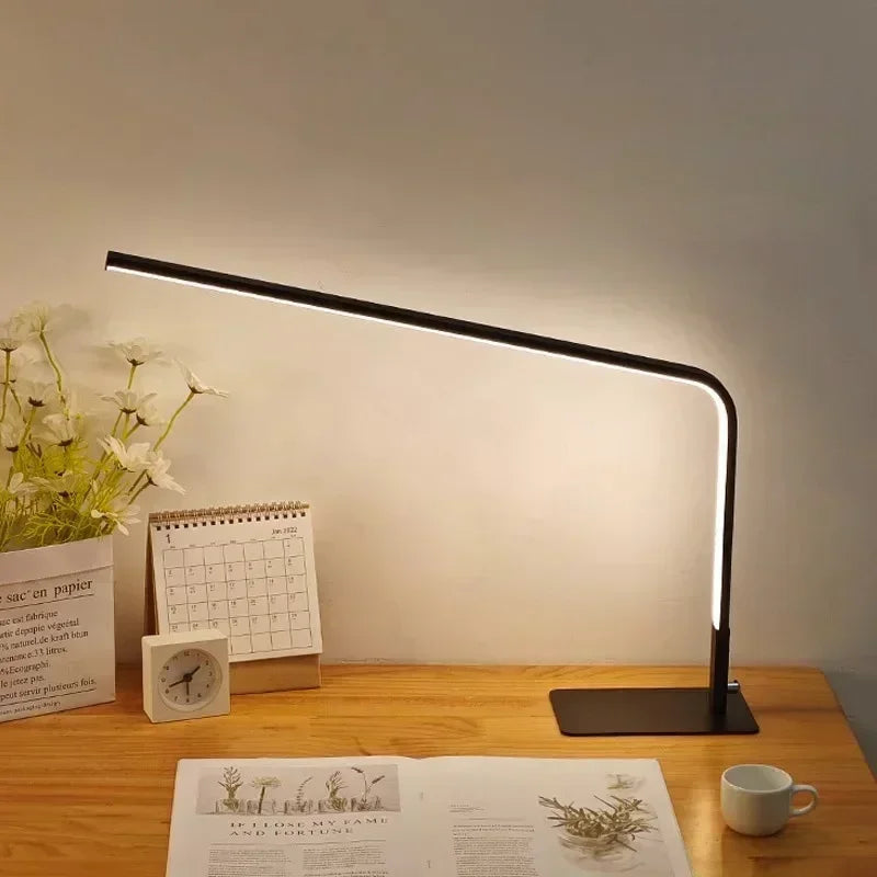 Axyaa 60CM LED Reading Table Lamp - Black L-Shaped Floor Lamp with USB Switch, Infinitely Dimmable