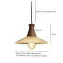Axyaa LED Wood Pendant Light with Clear Glass Shade E27 90v-260v Suspension Luminaire