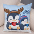 Axyaa Santa Little Penguin Pillowcase 45x45cm Merry Christmas Deer Cushion Cover