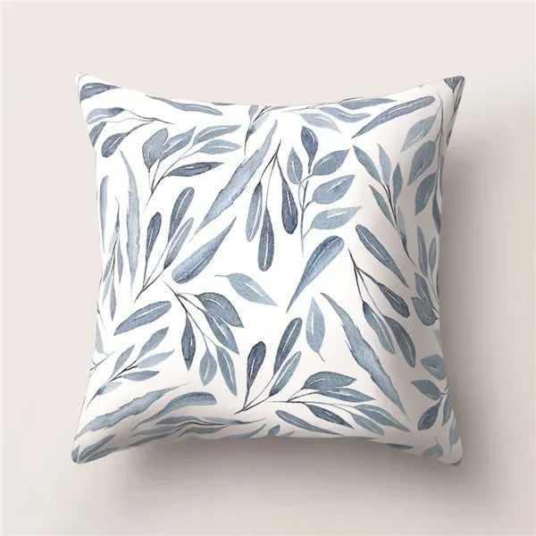 Tropical Cactus Flower Cat Print Pillow Cover 45X45CM for Home Sofa Chair
