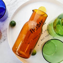 Axyaa 550ml Bedside Water Carafe and Glass Set in Blue, Amber, Teal, Grey Glass