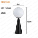 Axyaa Black Iron Glass Ball Table Lamps - Nordic Bedroom Lighting