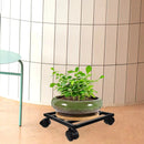 Axyaa Mobile Plant Stand Tray with Wheels - Rectangular Iron Base for Heavy Plants