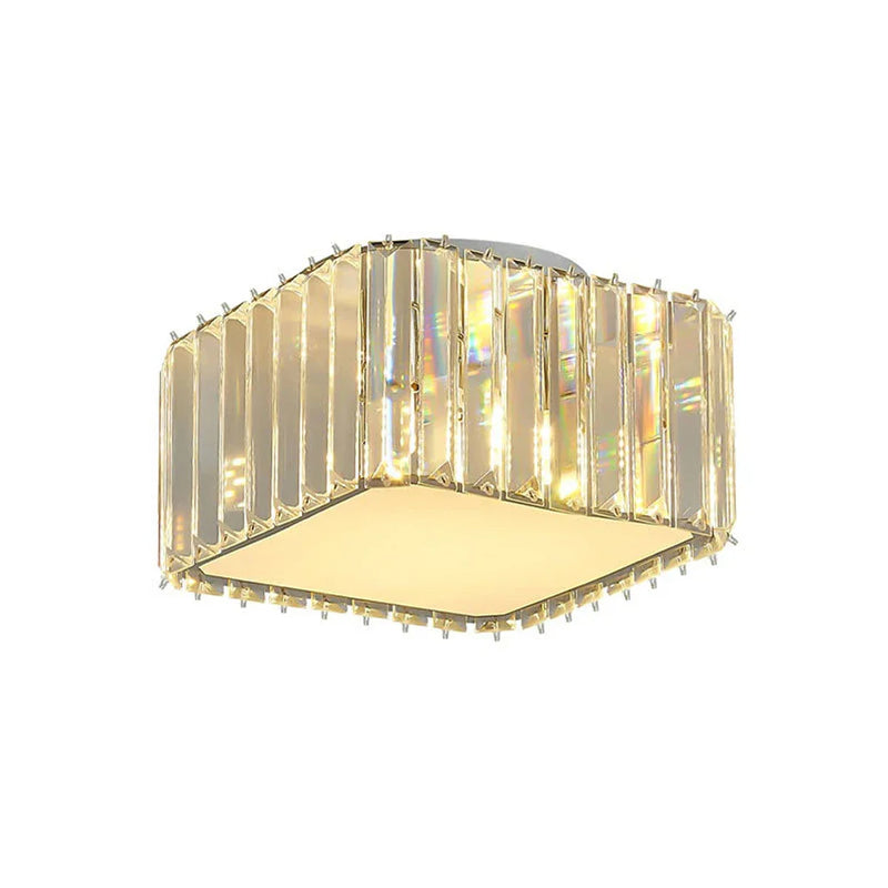 Axyaa Crystal Square Ceiling Chandelier: Luxury LED Lighting for Living Room and Bedroom